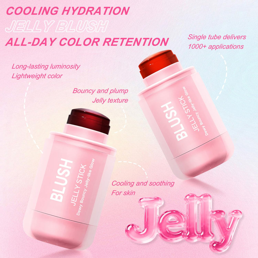 Close up of Topcent Jelly Blush Stick texture with dewy finish