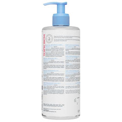 Close-up of Topicrem 2-in-1 baby cleansing gel bottle and label