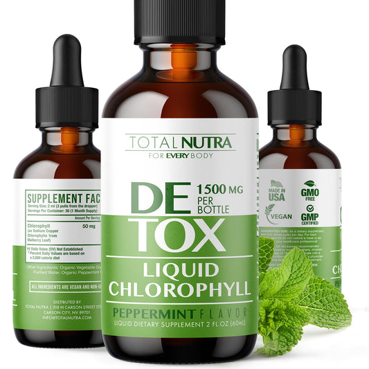 Total Nutra Liquid Chlorophyll Drops 50mg Mint flavor bottle front