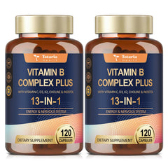 Totaria 13-in-1 bottle front view highlighting a comprehensive vitamin B complex for daily vitality.
