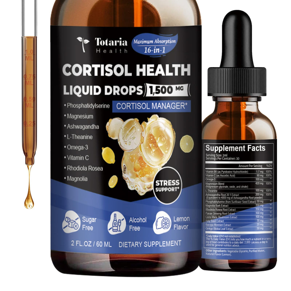 Totaria Cortisol Drops bottle and packaging