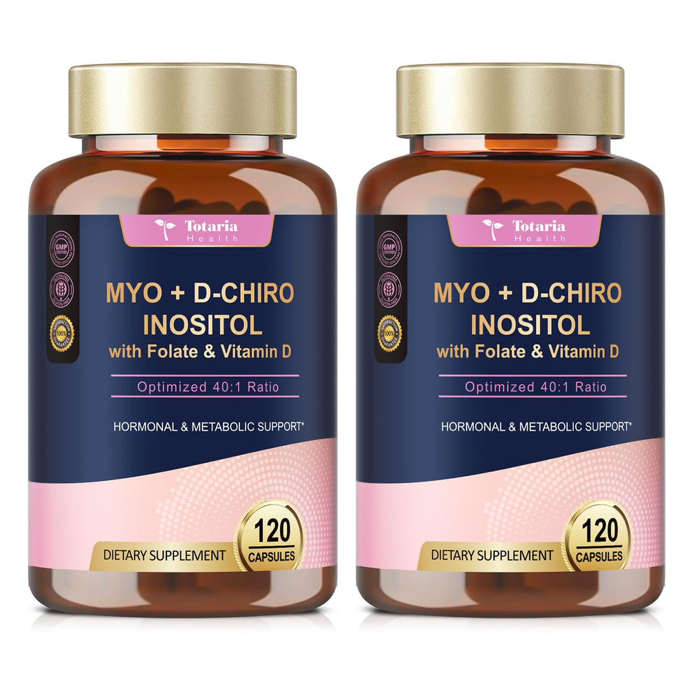 Bottle of Totaria Inositol supplement showing 40:1 ratio