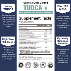 Front view of Totaria TUDCA liver support bottle