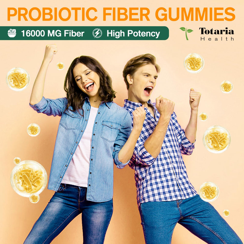 Totaria probiotic fiber gummies pineapple bottle front label
