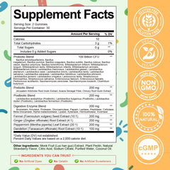 Back nutrition panel of Totaria Sugar Free 5-in-1 Probiotic Gummies