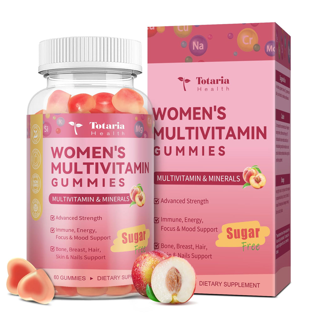 Totaria Sugar Free Women's Multivitamin Gummies Peach Flavor bottle - front view