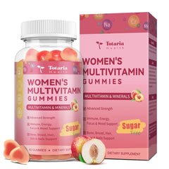 Totaria Sugar Free Women's Multivitamin Gummies Peach Flavor bottle - front view