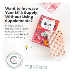 Close-up of Touchi ear seeds applying acupuncture points for milk production