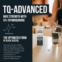 Close-up of TQ-Advanced label and packaging