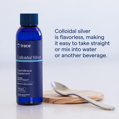 Ingredients list: distilled water and colloidal silver for Trace Minerals product.