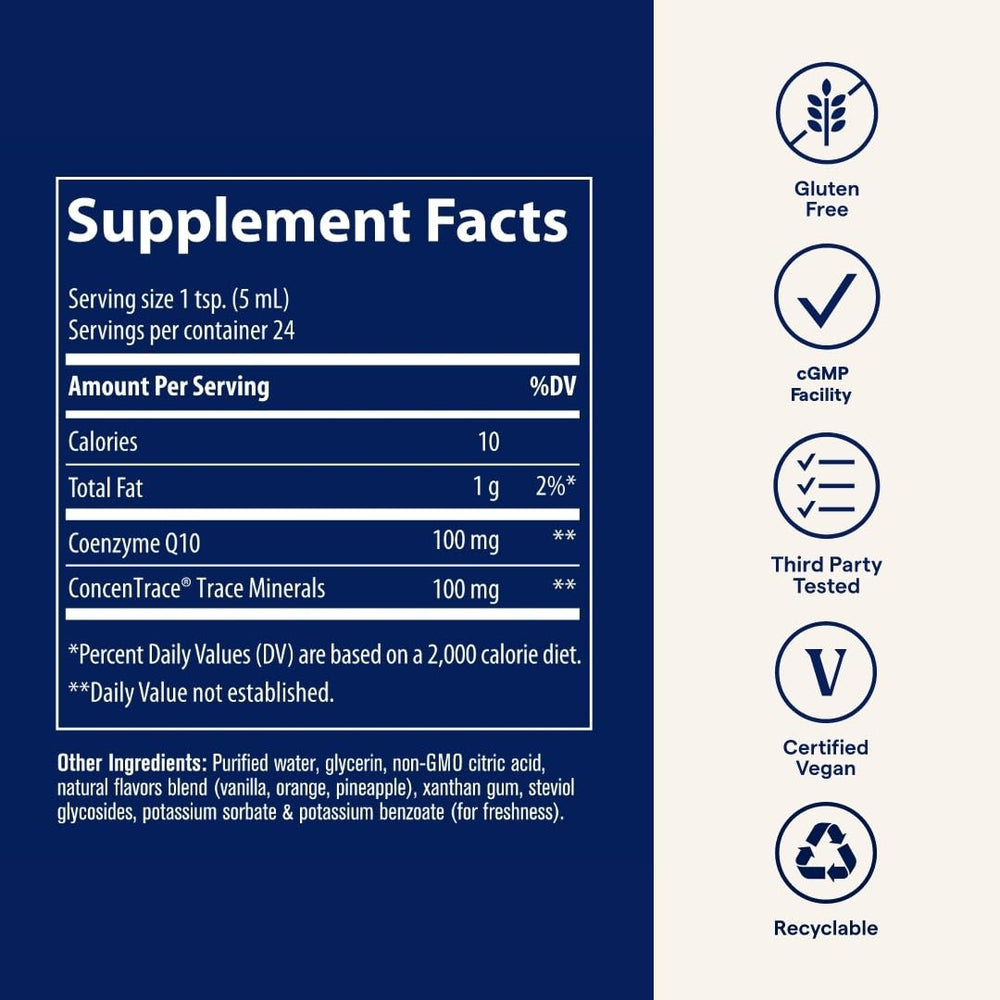 Front label of Trace Minerals CoQ10 bottle