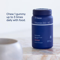 Nutrition facts panel for Trace Minerals D3 + K2 Gummies