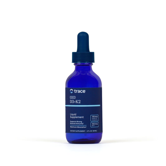 Trace Minerals Ionic D3+K2 bottle with label