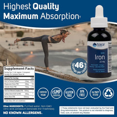 Ionic iron liquid supplement bottle with dropper