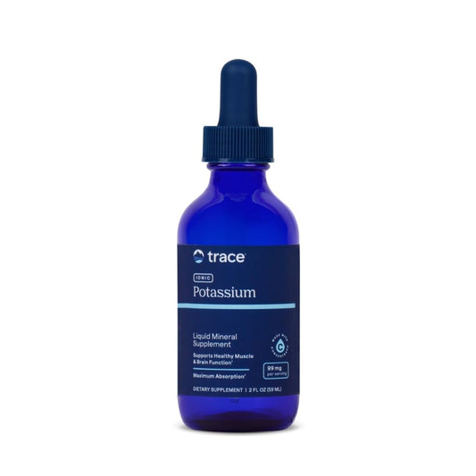 Close-up of Trace Minerals Ionic Potassium bottle