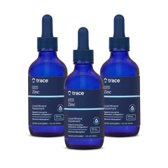 Trace Minerals Ionic Zinc bottle showing 2 oz size in a 3-pack