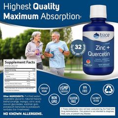 Close-up of Trace Minerals Liquid Zinc Plus Quercetin label on bottle