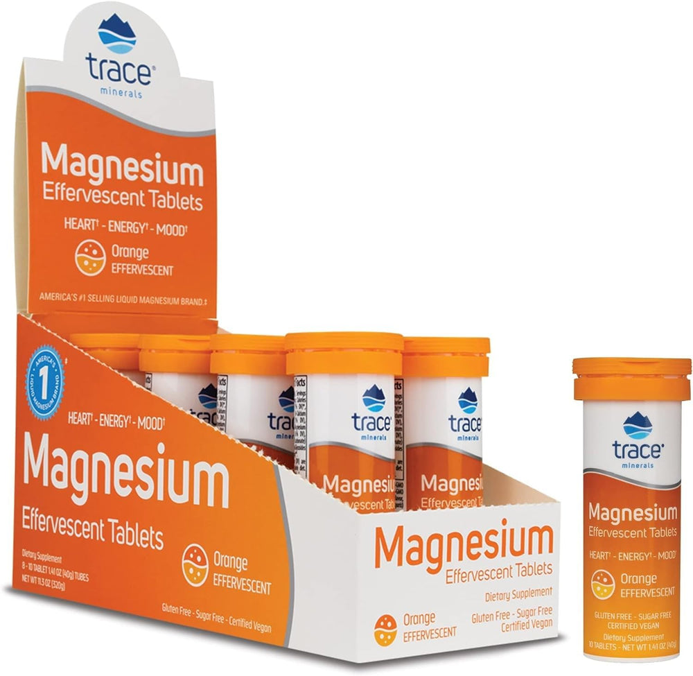 Trace Minerals Magnesium Effervescent Orange front view with packaging