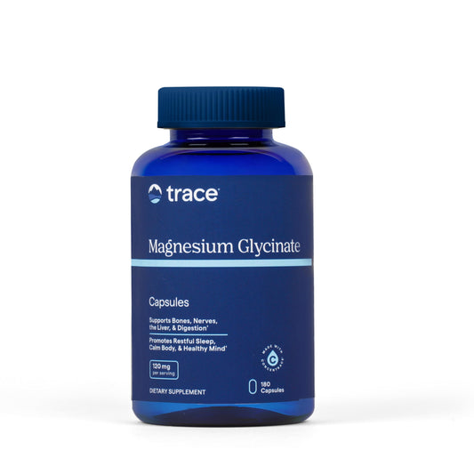 Bottle front view of Trace Minerals Magnesium Glycinate 120mg