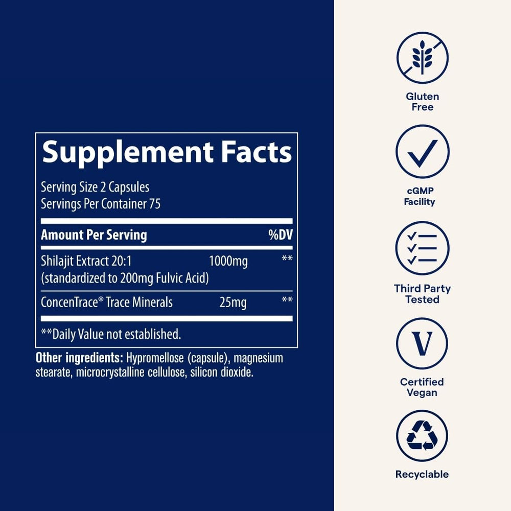 Ionic minerals from ConcenTrace in Shilajit capsules
