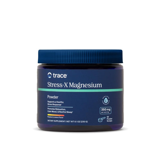 Trace Minerals Stress-X Magnesium Powder Raspberry Lemon canister, 8.5 oz