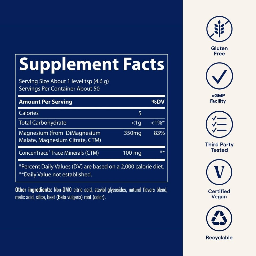 Close-up of Stress-X magnesium powder scoop in Raspberry Lemon flavor