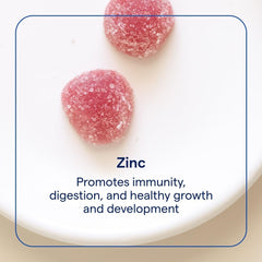 Zinc Gummy label highlighting vegan and gelatin-free notes