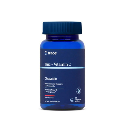 Trace Minerals Zinc + Vitamin C raspberry chewable wafer bottle