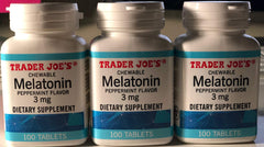 Front view of Trader Joe's Chewable Melatonin Peppermint Flavor 3mg tablets - 100 count