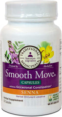 Traditional Medicinals Smooth Move Senna capsules spilling from bottle