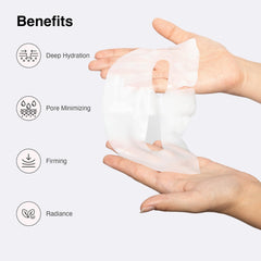 Trancend Real Deep Collagen Face Mask transparent sheet indicates active ingredients penetration.