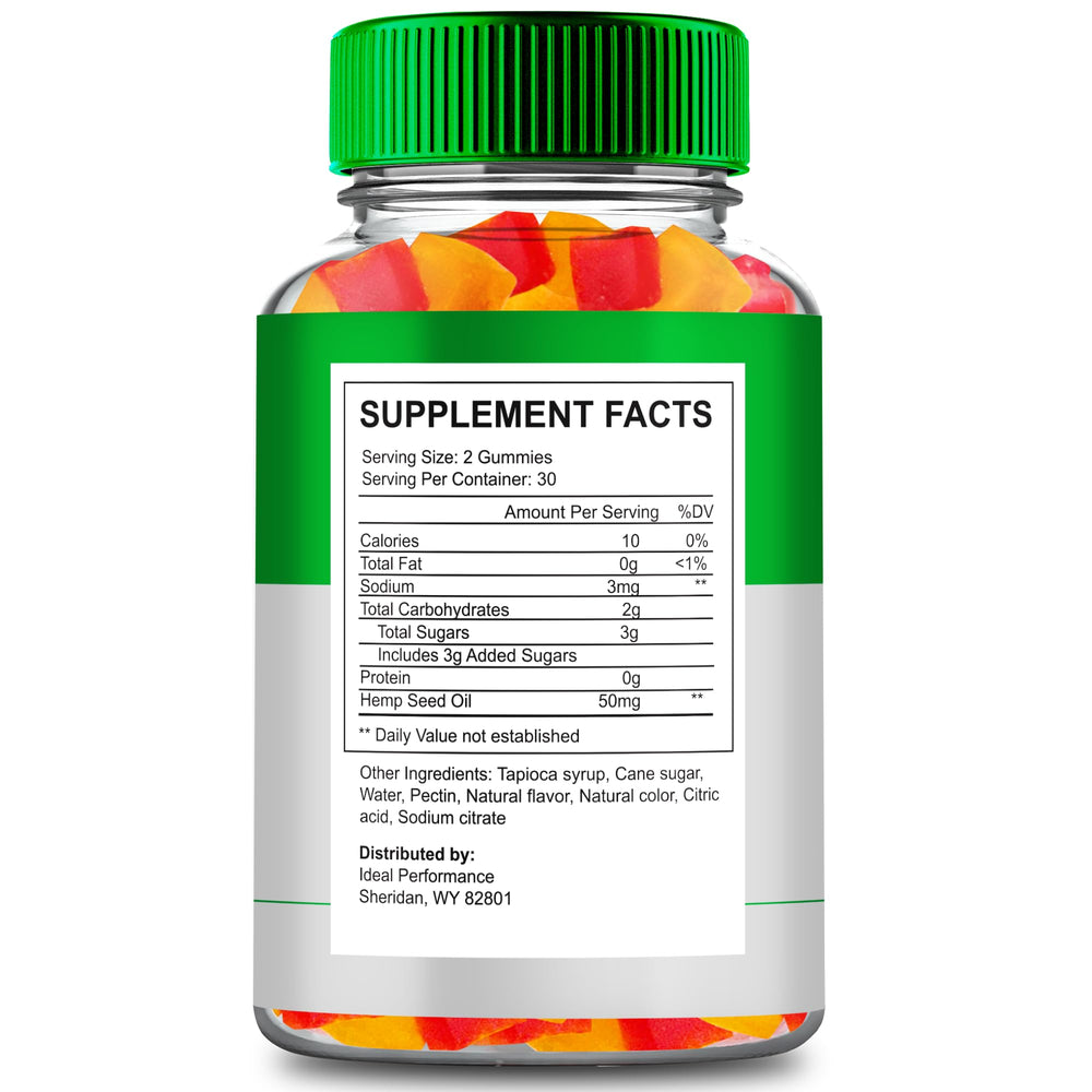 Tranquil Vibe Hemp Gummies bottle back label