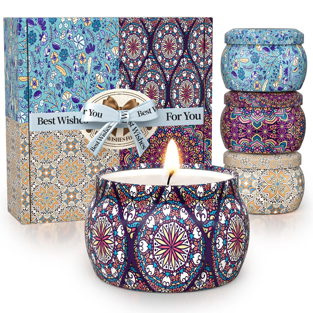 TranquilBliss 4-pack soy wax candles displayed together