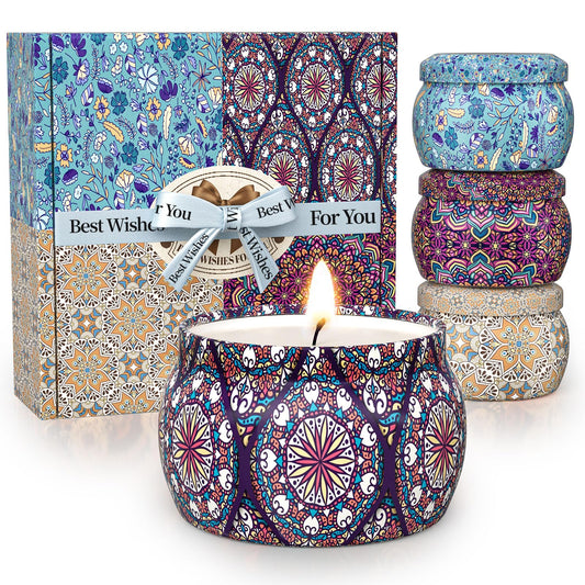 TranquilBliss 4-pack soy wax candles displayed together