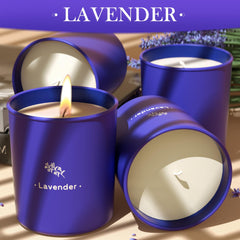 Reusable purple glass jar after wax is used