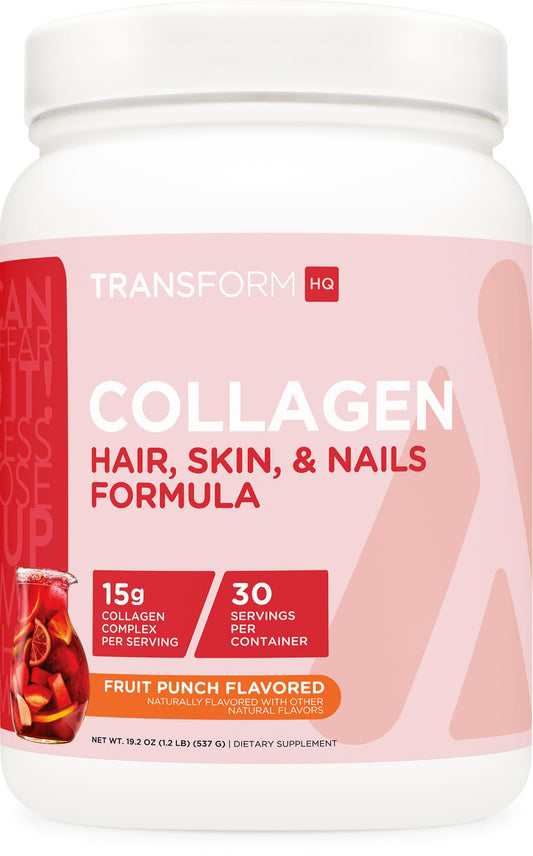 TransformHQ Beauty Collagen bottle with Fruit Punch flavor