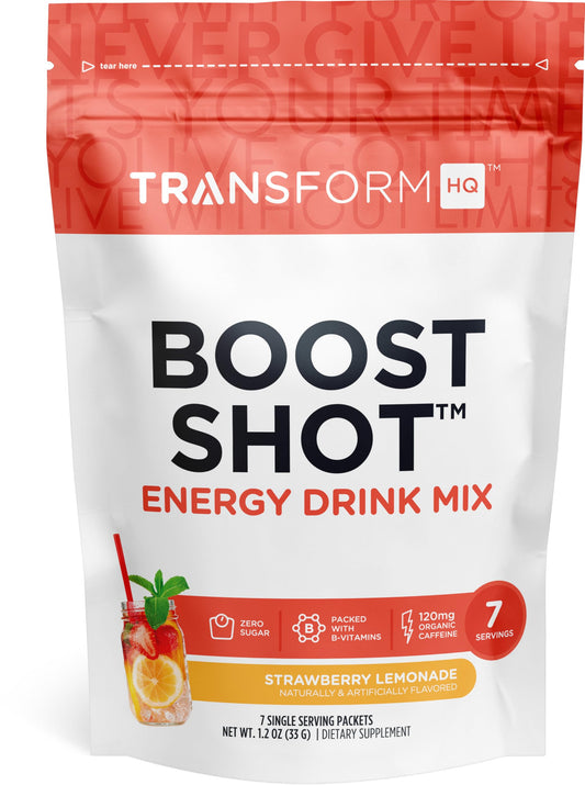 TransformHQ Boost Shot Powder Drink Sticks Strawberry Lemonade 7 Pack – front view
