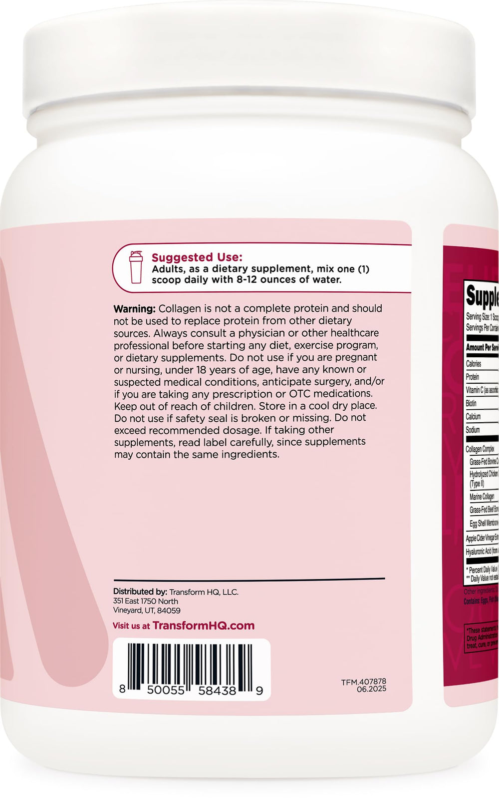 Scoop of collagen being added to a glass of water