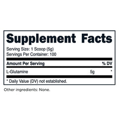 TransformHQ L-Glutamine Powder 500g bottle back view