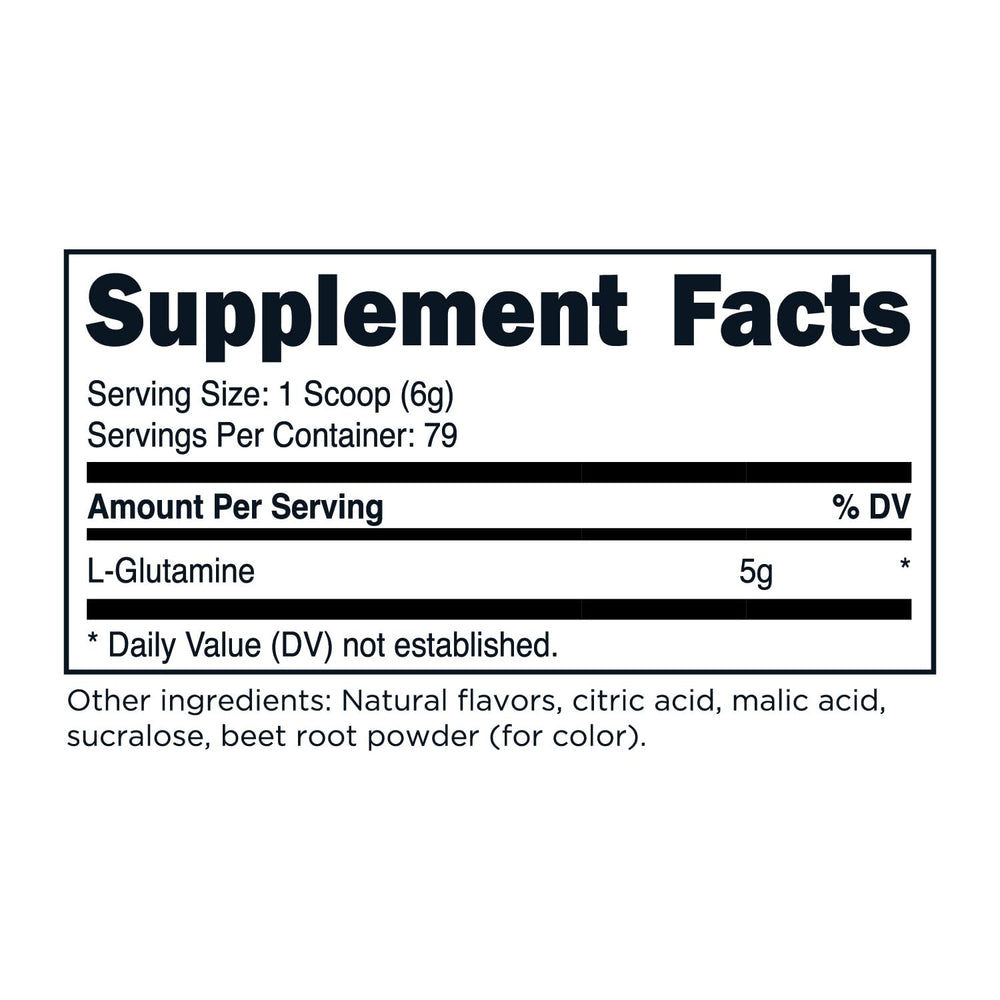 TransformHQ L-Glutamine Powder Strawberry Lemonade 500g back view