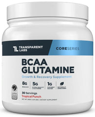 Transparent Labs BCAA Glutamine tropical punch bottle pour supports post-workout hydration