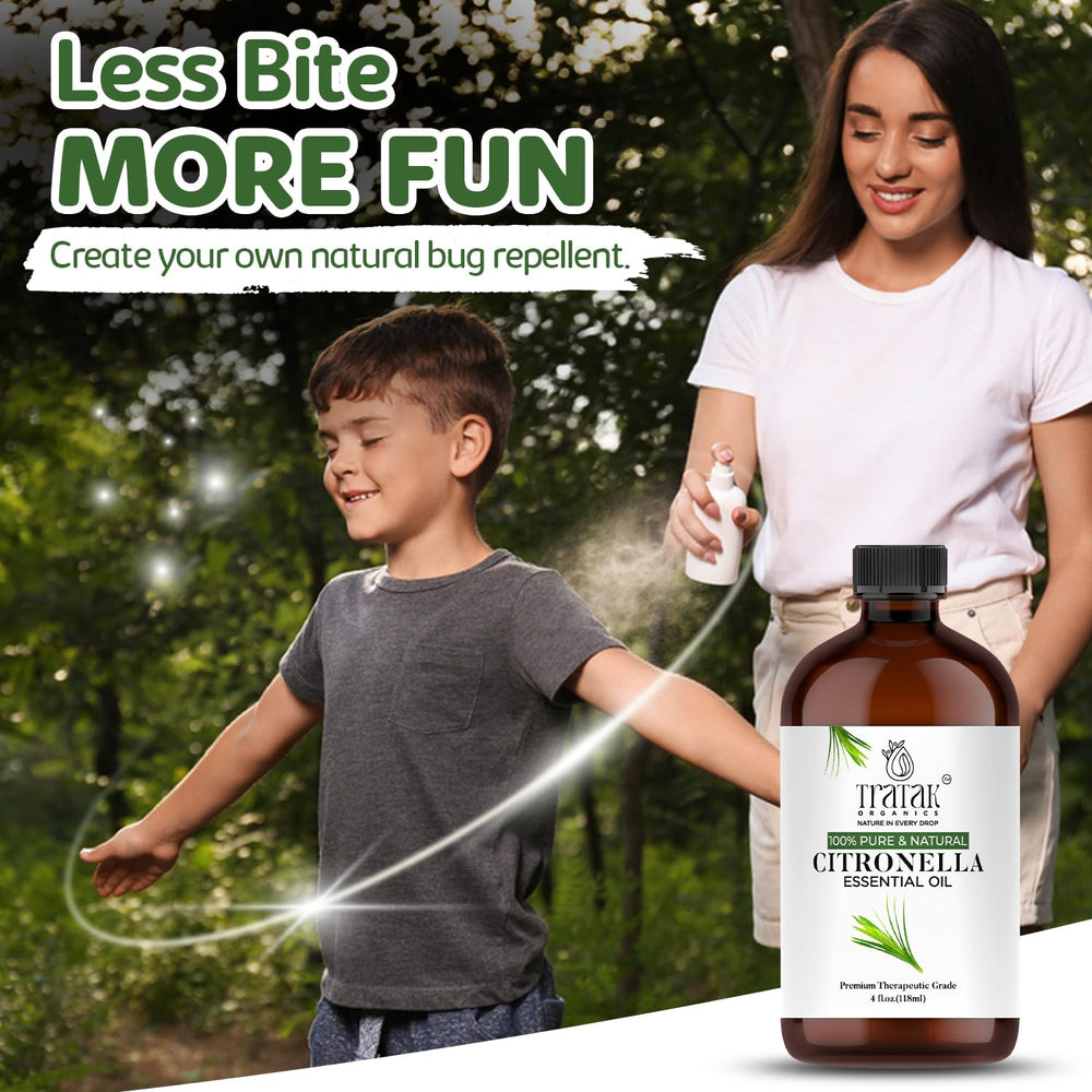 Close-up of Citronella Essential Oil 4 oz label