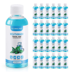 Bulk travel size mint mouthwash bottles, 80ml each, 100-pack