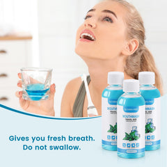 Non-alcoholic mint mouthwash in individual 80ml bottles