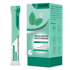 Pack of 20 Travel Size Mouthwash sachets on white background