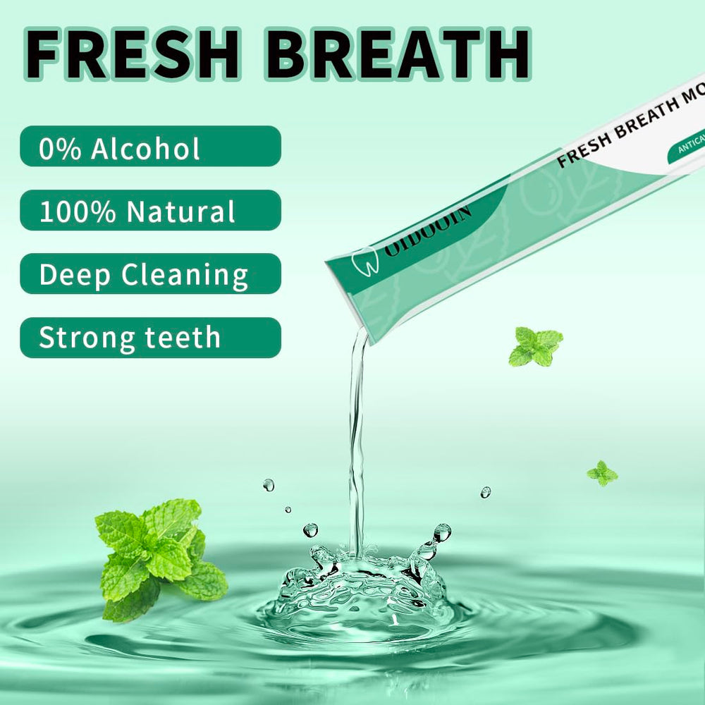 Multiple travel mouthwash sachets arranged for travel