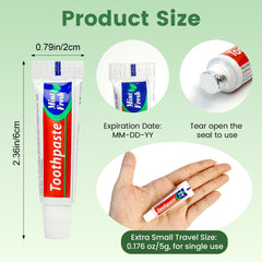 Individually sealed 5g toothpaste tubes ready for travel