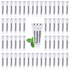 Front view of travel toothpaste bulk 50-pack white tubes