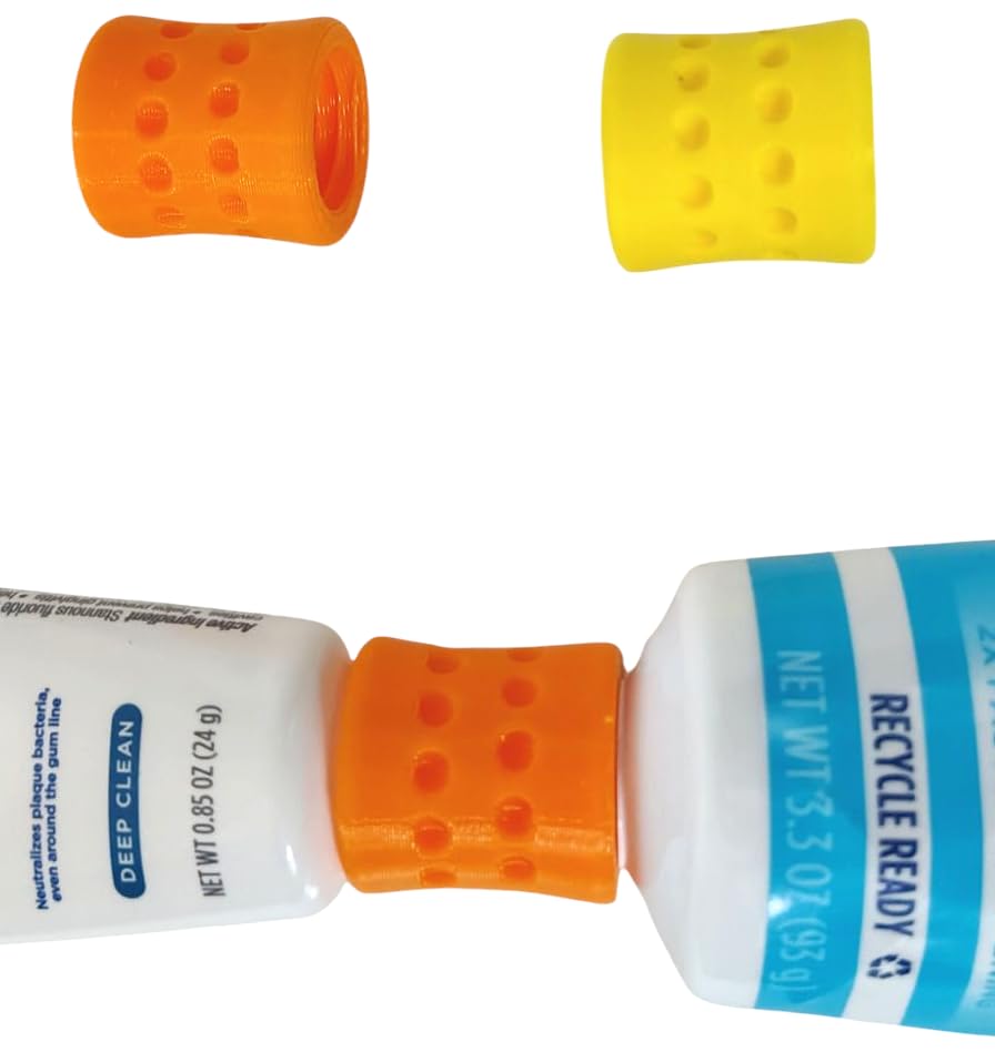 Travel-friendly toothpaste refill adapters for Crest and Colgate