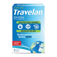 Travelan bottle-pour demonstrates pre-meal protection against traveler’s diarrhea for on-the-go travelers.